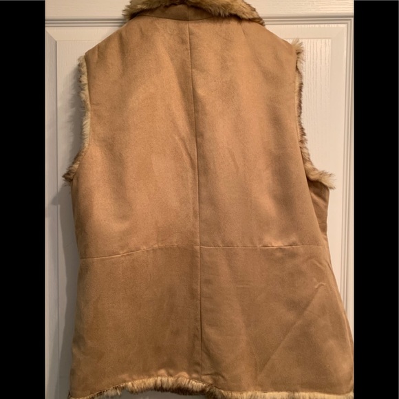 Faux Fur Reversible Vest - Tan - Picture 2 of 8